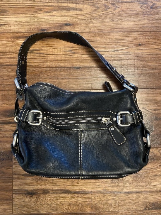 Fossil Handbags - FOSSIL Black Leather Hobo Handbag Shoulder Purse Bag Classic Zip-Top Y2K